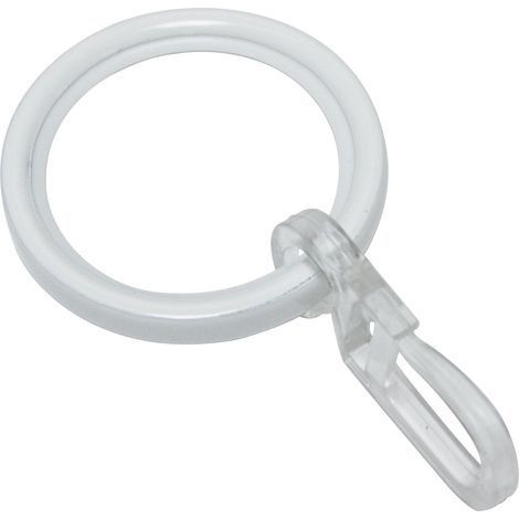 Anneau pour Tringle à Rideau de 20 mm de Diamètre, Insert Coulissant et Crochet Pliant Inclus, 10 Pièces, Série Chicago, Largeur 4 mm, Métal, Blanc (1/5)