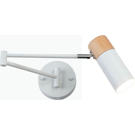 Barcelona Led – Aplique de pared nórdico extensible – Aluminio y madera – Pantalla cilíndrica orientable – Para interiores modernos (1/5)