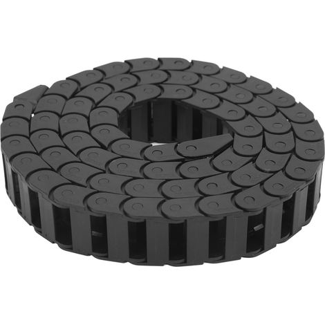 Chaîne porte-câbles en plastique noir 10 mm x 20 mm, longueur 1 m, pour usinage CNC, avec connecteur d'extrémité. (1/5)