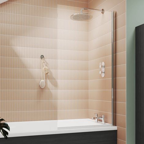 Nuie Pacific Square Hinged Bath Screen 1430mm H x 790mm W - 6mm Glass (1/8)