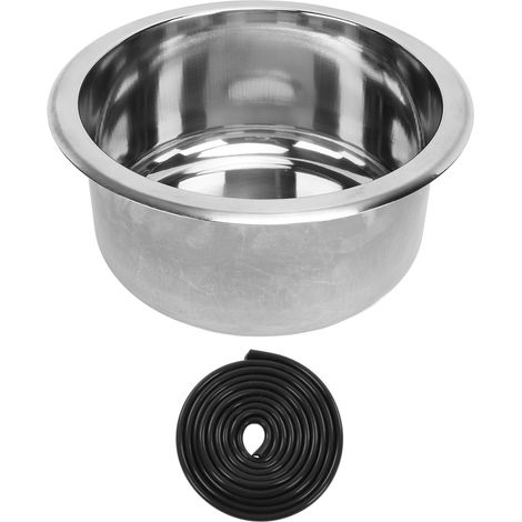 Ortviai Évier Rond pour Camping-Car et Bateau en Acier Inoxydable 304 – Ø225x120 mm avec Sortie d’Évacuation de 40 mm (1/5)