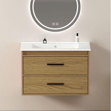 Mueble bajo lavabo 73,8x46x52 cm en MDF, roble claro, con almacenaje para baño FloraGrace (1/5)