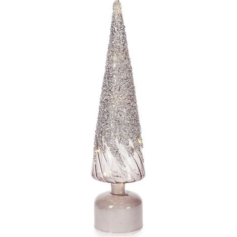 ALBERO NATALE LED STILIZZATO ROTANTE ARGENTATO DA TAVOLO H40 IDEA REGALO BIZZOTO