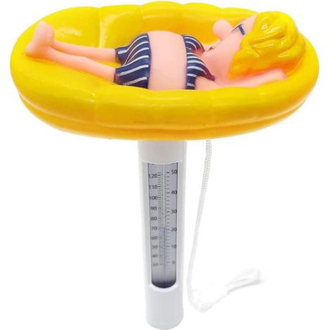 Floating Pool Thermometer Cartoon Blonde Thermometer with String for Outdoor and Indoor Swimming Pools Hot Tub