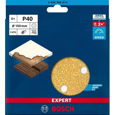 2608900813 - foglio abrasivo C470, Confezione da 5pz, 150mm, P40 EXPERT for WOOD+PAINT