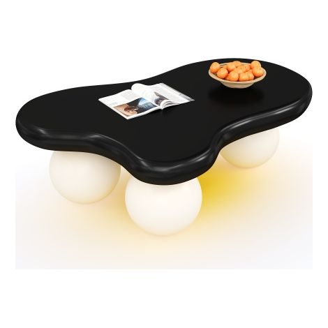 Table basse LED — 16 couleurs sélectionnables, design en forme de nuage, pieds arrondis : apporte une touche d'élégance aux salons modernes et aux chambres d'enfants.