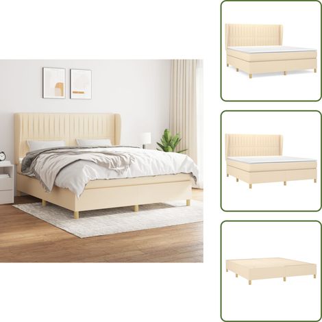 The Living Store Boxspringbett mit Matratze Creme 180x200 cm Stoff - Matratze (1/5)