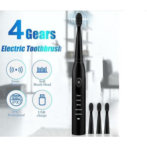 Têtes de brosse de rechange pour brosse à dents électrique sonique, technologie sonique, rechargeable, plusieurs modes de brossage, minuterie intelligente, étanchéité IPX7-AquaForge