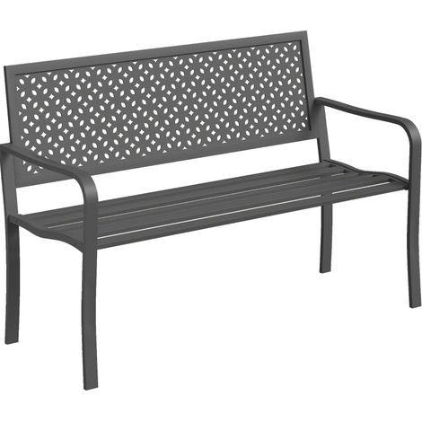 Banco de jardín de metal para 2 personas, acero gris oscuro, 127 x 61 x 85 cm, HOMVRA (1/5)