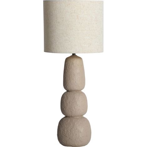 Lampe à poser contemporaine en résine beige finition texturée - Beige pierre naturelle (1/3)