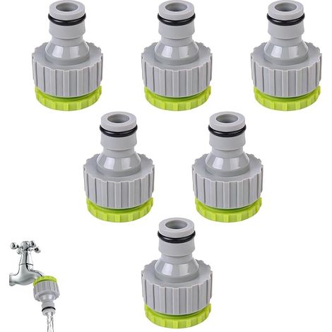6 PCS Adaptateurs de Tuyau D'arrosage, Raccord Robinet Universel Fileté Femelle 1/2" & 3/4", Filetage à Vis de Jardin pour Robinet avec Connecteurs Rapides, pour Jardinage (1/5)