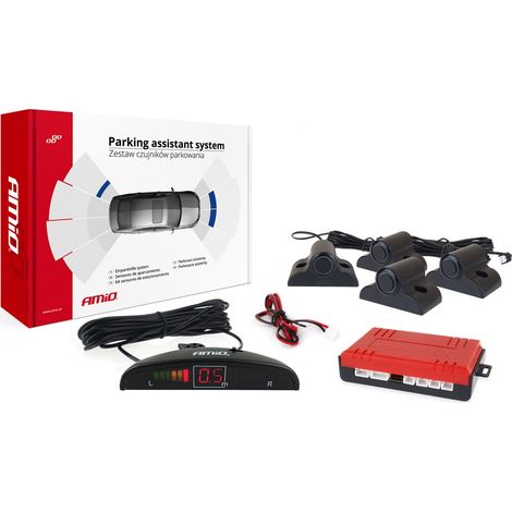 Kit de sensores de estacionamiento traseros LED, 4 sensores, negro, 19 mm, camión BUS, amio-02279 (1/3)