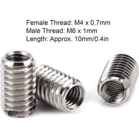 Packung mit 10 Gewindeeinsätzen aus Edelstahl – Innengewinde M4 x 0,7 mm und Außengewinde M6 x 1 mm – Reparatur beschädigter Gewinde (1/4)