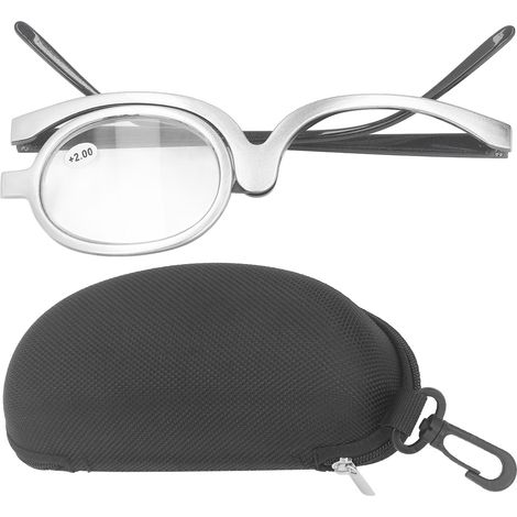 Lunettes de lecture maquillage portables avec loupe rotative à bascule +2.00 pour presbytes (1/5)