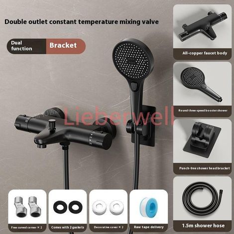 Mitigeur thermostatique, réglage automatique de la température, pomme de douche, robinet d'eau intelligent pour chauffe-eau, ensemble domestique (1/4)