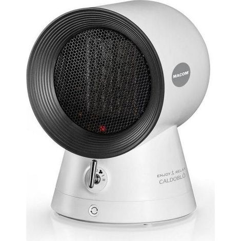 MACOM Termoventilatore Ceramico a Basso Consumo Energetico, 2 Livelli di Temperatura, Termostato Ambiente, Enjoy & Relax 932 CALDOBLO' (1/2)
