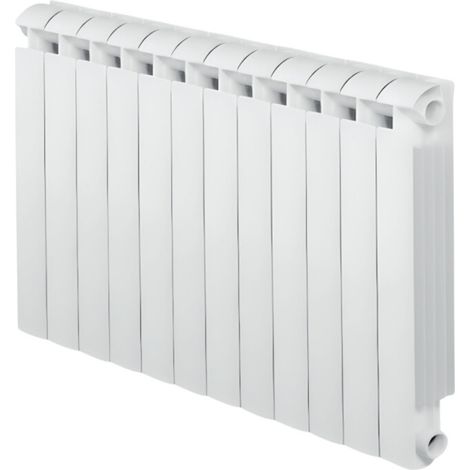 Global – Radiateur fonte aluminium 1944W chauffage central 12 éléments – Pour pièces jusqu'à 25 m² – Température max 110°C – Design moderne blanc