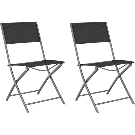 Maison Exclusive - Klappstühle, 2 Stück, schwarzer Stahl und Text (1/5)