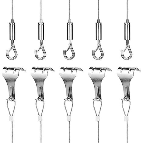 Kit de 10 fils suspension réglables argentés 2 m x 1,5 mm avec (1/5)