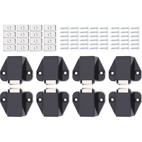 Lot de 8 mini fermetures magnétiques à rebond pour porte simple. pour armoire. placard. penderie. noir (1/4)