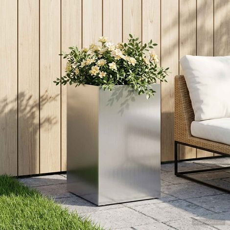 vidaXL Macetero de Jardín Plateado 30 x 30 x 40 cm Acero Galvanizado (1/5)