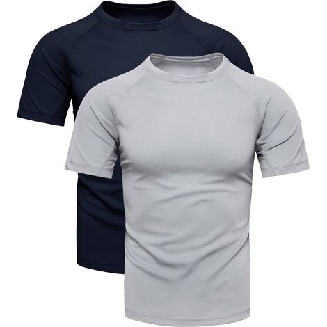 Herren-T-Shirt-Doppelpack, marineblau und grau, Größe L