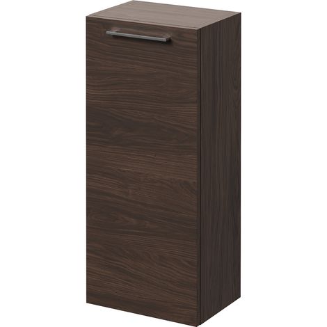 Napoli Brown Oak 350mm Wall Mounted Single Door Side Cabinet - 350mm - Chrome 160mm Handle