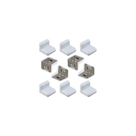 Bardusch-Lot de 10 Équerres de fixation haut de cuisine strie à 6 trous avec cache en plastique 46x40x32 - ferrure d'assemblage et suspension - en acier