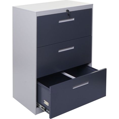 Archivador colgante HHG-042, archivador de oficina armario de acero, A4 con cerradura, 103x76x46cm gris-gris oscuro