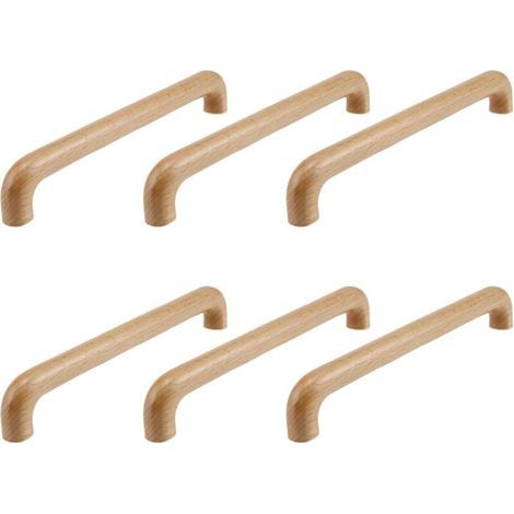 Poignée de tiroir en bois verni transparent, Poignée de porte, pour meubles de cuisine, commodes et armoires. -208 mm (entraxe des trous 192 mm) (1/5)