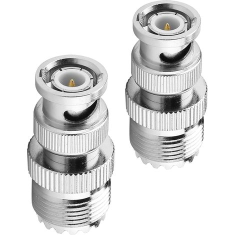Adaptateur coaxial RF (2 pièces) : connecteur BNC mâle vers UHF SO239 PL-259 femelle