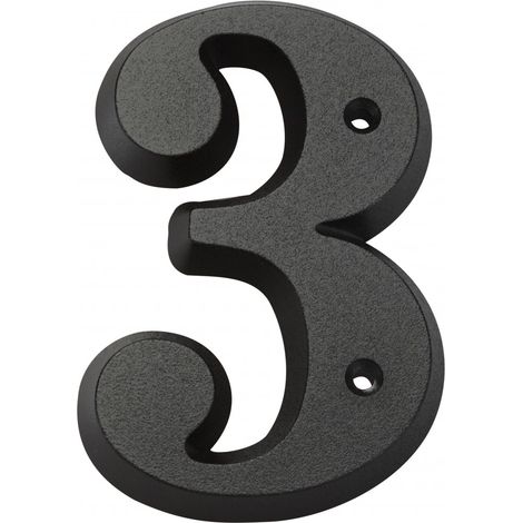 Zahl 3 aus mattiertem Zamak H.8 x B.4,5 cm CENTRALE BRICO