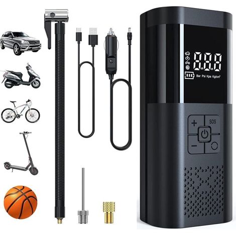 Mini Compresseur d'Air Portable, Gonfleur de Voiture avec Écran LCD, Multifonction pour Véhicules et Autres Applications