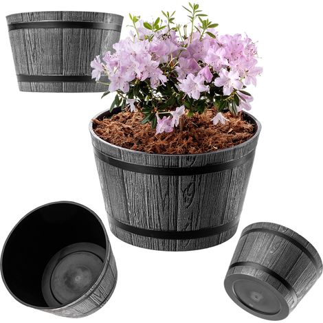 KADAX Blumentopf, aus Kunststoff, runder Pflanzkübel, 30 cm, Dunkelgrau