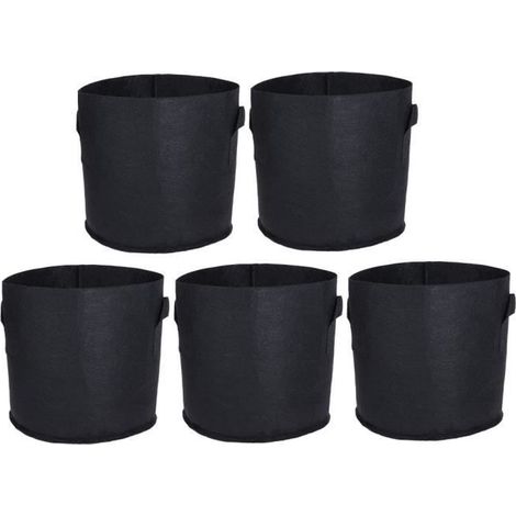 5 Stück / Packung Atmungsaktives schwarzes Pflanzenstofftuch, intelligente 5-Gallonen-Wachstumsbeutel.