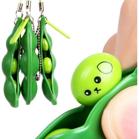 Pendentif Clé Édamame Anti-Stress - Jouet Décompression Haricot Poireau Miniature (1/5)
