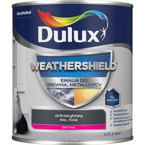 Émail acrylique Dulux Weathershield pour métal et bois, anthracite, 0,7 L