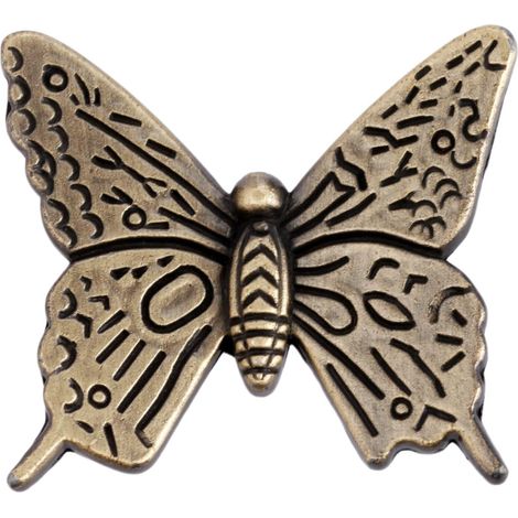 Poignées de tiroir de meubles rétro (bronze), poignées de porte de rivière en alliage de zinc papillon vintage, 43 mm (1/5)