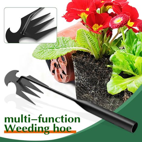Houe de jardin 2 en 1, double houe de jardin, cultivateur, désherbeur avec manche, pour massifs et jardins, 30 cm, 1 pièce (1/4)