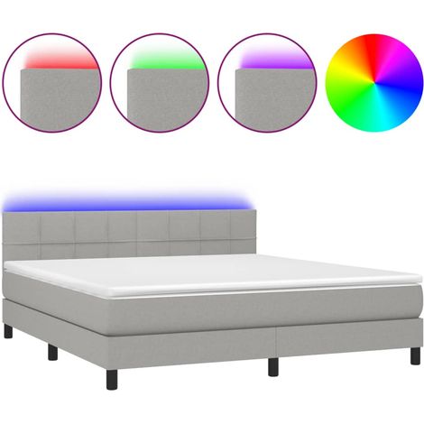Maison Exclusive - Cama box spring colchón y luces LED tela gris