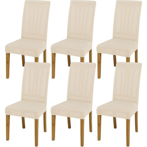 Dehnbare Stuhlbezüge im 6er-Set, cremefarben, für Esszimmer und Küche