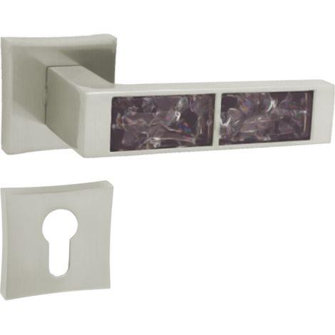 DOMINO Poignée de porte GAZELA QR M9 Noir PZ Poignée avec plaque PZ pour cylindre profilé Nickel/noir (1/5)