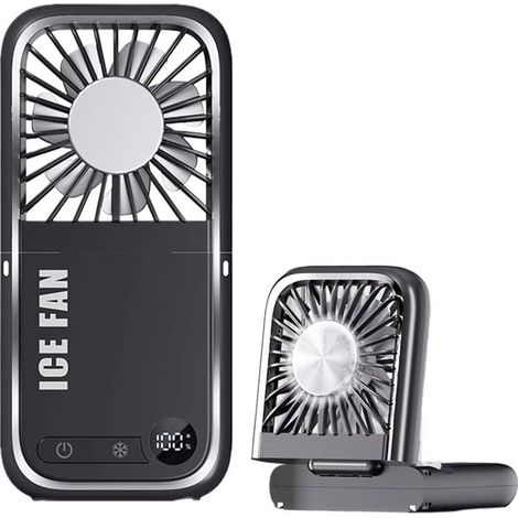 Mini Ventilateur Portable, 5 Vitesses, Pliable, rafraîchissant, Avec Banque D'Alimentation CâBle USB Propre, Pour Voyage,noir (1/5)
