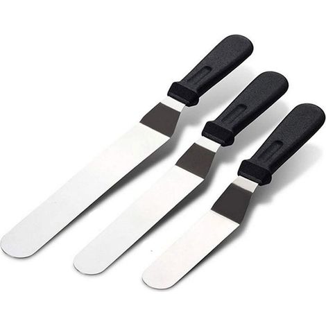 Set di 3 spatole per dolci in acciaio inox, ideali per preparare e cuocere pasticcini. (1/5)