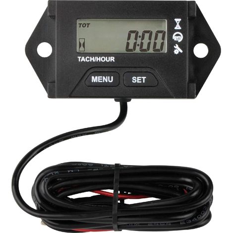 Compteur d'heures d'entretien numérique Tachymètre pour petit moteur à essence 2 ou 4 temps Générateur de tracteur de pelouse Tronçonneuse Moto Paramoteur Hors-bord Moteur (1/5)