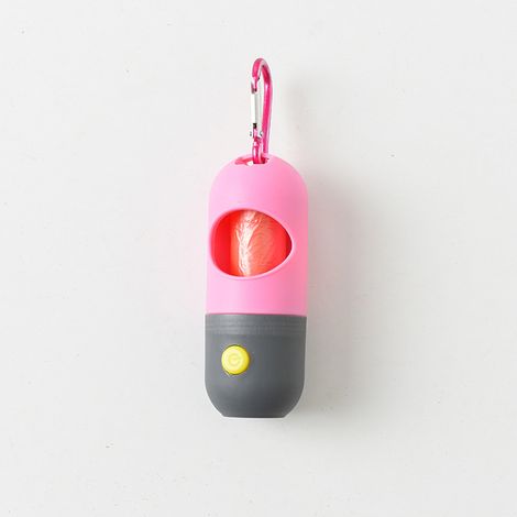 Boîte à ordures pour animaux de compagnie LED sac à caca pour chien sac à ordures pour pilules boîte de rangement pratique fournitures de nettoyage pour chat et chien,rose