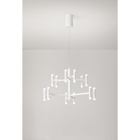 Suspension Led 68W Blanc Mat 3000K Dimmable - Design Moderne En Métal Et Acrylique Satiné Pour Intérieurs Minimalistes - Luminaire Par Perenz (1/2)