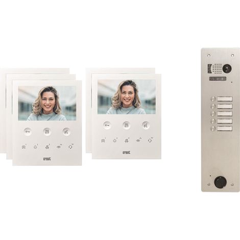 Urmet – Kit visiophone 1 rangée 5 écrans – Écran LCD 4,3 pouces – Alimentation 230 Vca – Montage encastré ou saillie – Compatible appareil auditif