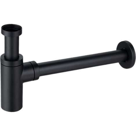 Runder Waschbecken-Siphon aus Messing, schwarz (1/5)