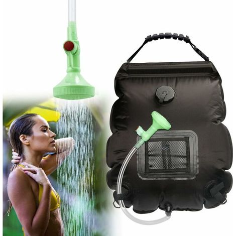 Tragbare Solardusche (20 l) – Robustes PVC – Temperaturen bis zu 45 °C – Duschkopf mit Schalter für Outdoor-Aktivitäten und Wanderungen (1/5)